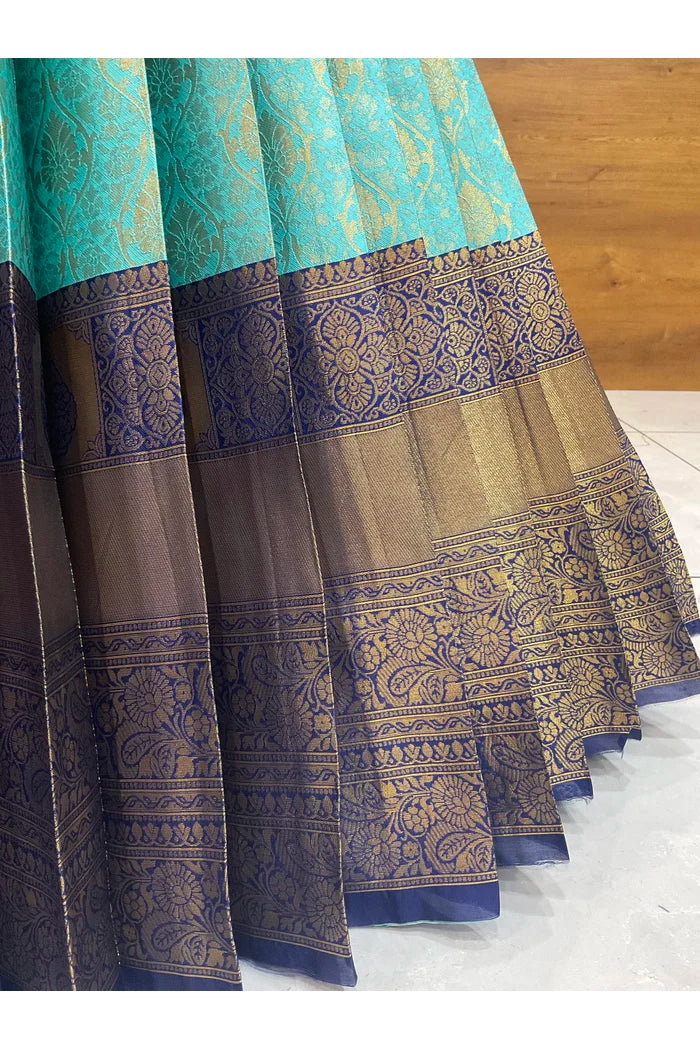 Beautiful South Indian Style Half Saree with Embroidery Blouse and Dupatta for Women | Ishita