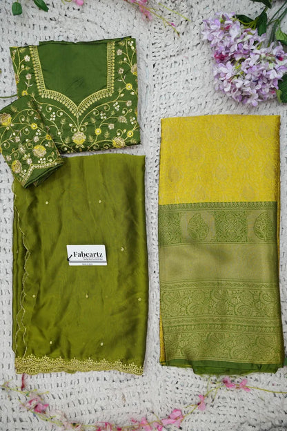 Beautiful South Indian Style Half Saree with Embroidery Blouse and Dupatta for Women | Ishita
