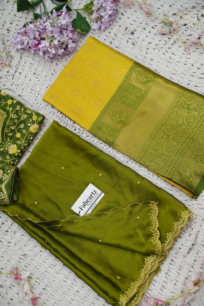 Beautiful South Indian Style Half Saree with Embroidery Blouse and Dupatta for Women | Ishita