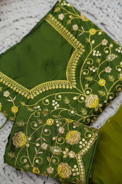 Beautiful South Indian Style Half Saree with Embroidery Blouse and Dupatta for Women | Ishita