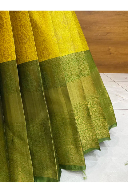 Beautiful South Indian Style Half Saree with Embroidery Blouse and Dupatta for Women | Ishita