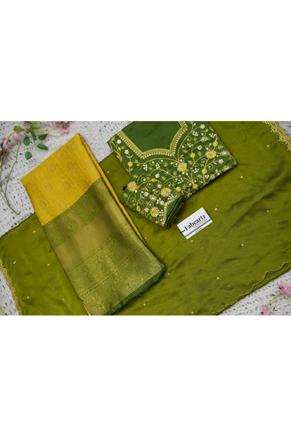 Beautiful South Indian Style Half Saree with Embroidery Blouse and Dupatta for Women | Ishita