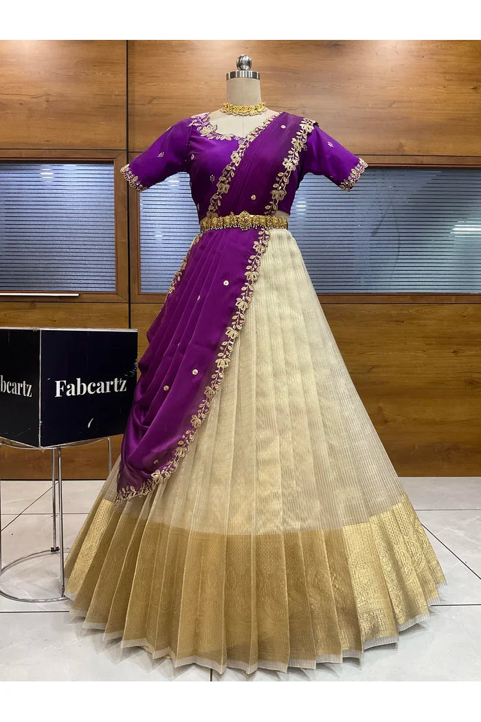 దక్షిణ భారత పండుగ సాంప్రదాయ హాఫ్ చీర (ఛవి) 