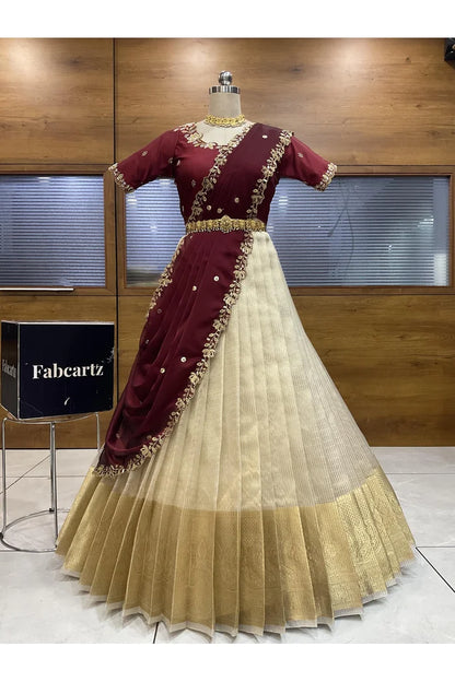 దక్షిణ భారత పండుగ సాంప్రదాయ హాఫ్ చీర (ఛవి) 