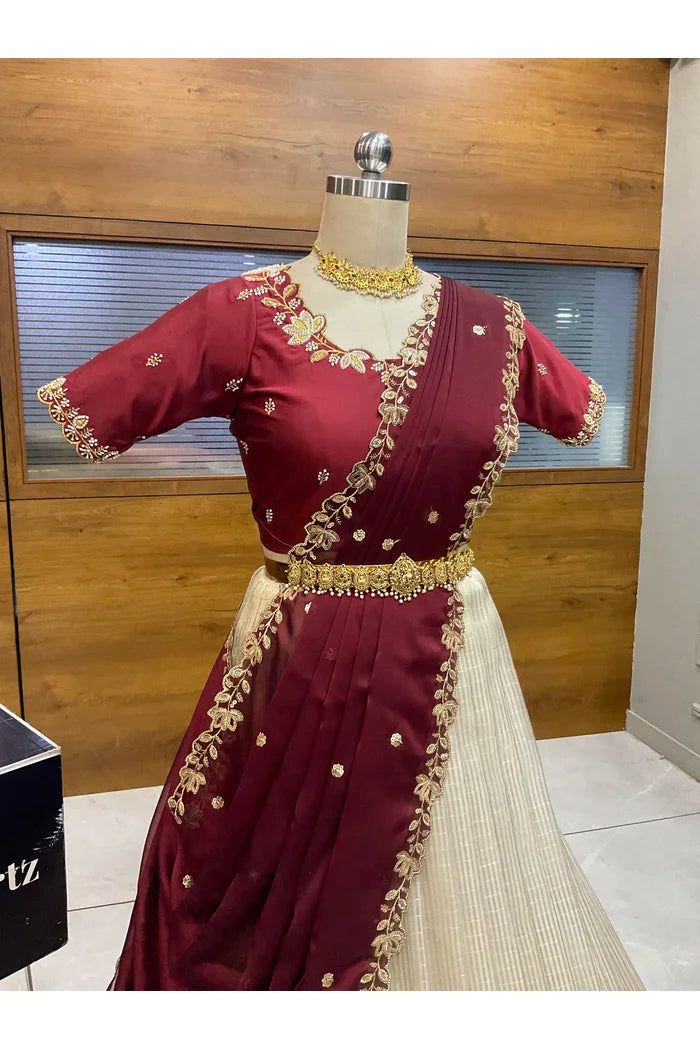 దక్షిణ భారత పండుగ సాంప్రదాయ హాఫ్ చీర (ఛవి) 