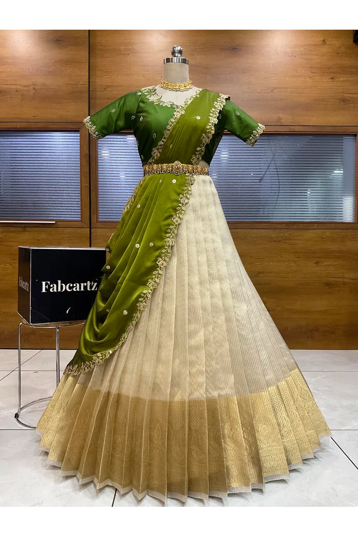 దక్షిణ భారత పండుగ సాంప్రదాయ హాఫ్ చీర (ఛవి) 