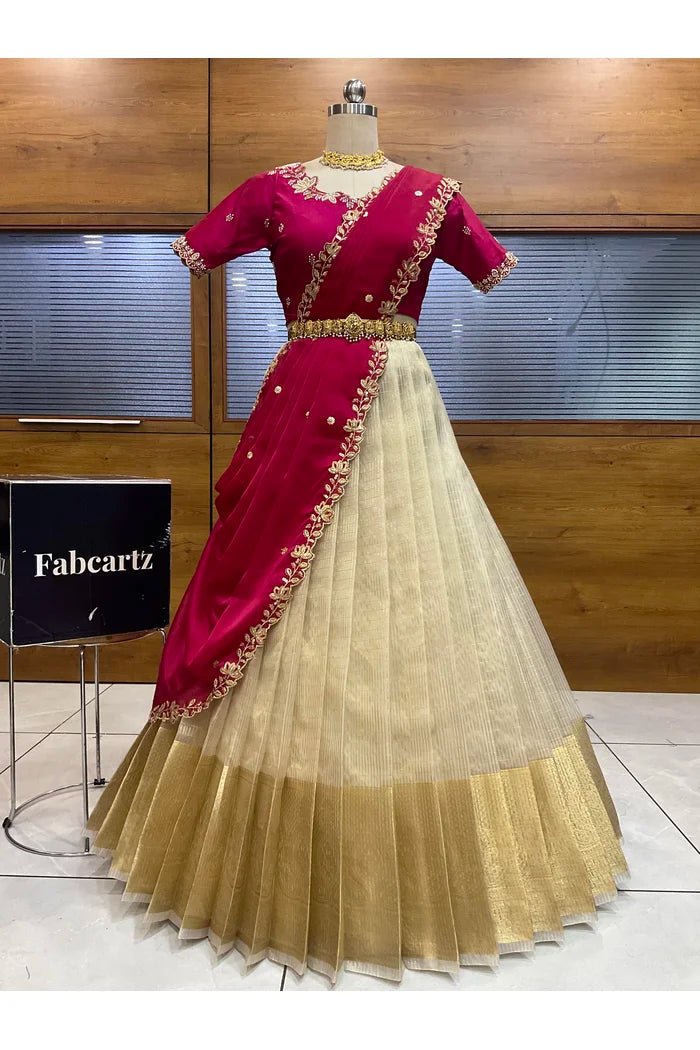 దక్షిణ భారత పండుగ సాంప్రదాయ హాఫ్ చీర (ఛవి) 