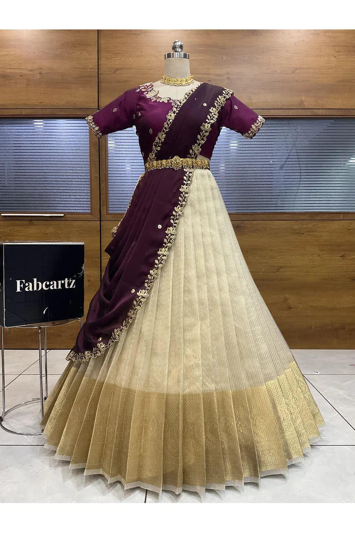 దక్షిణ భారత పండుగ సాంప్రదాయ హాఫ్ చీర (ఛవి) 