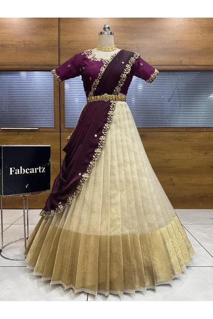 దక్షిణ భారత పండుగ సాంప్రదాయ హాఫ్ చీర (ఛవి) 