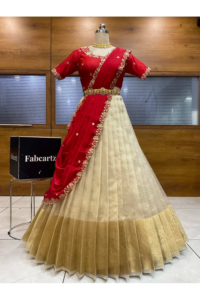 దక్షిణ భారత పండుగ సాంప్రదాయ హాఫ్ చీర (ఛవి) 