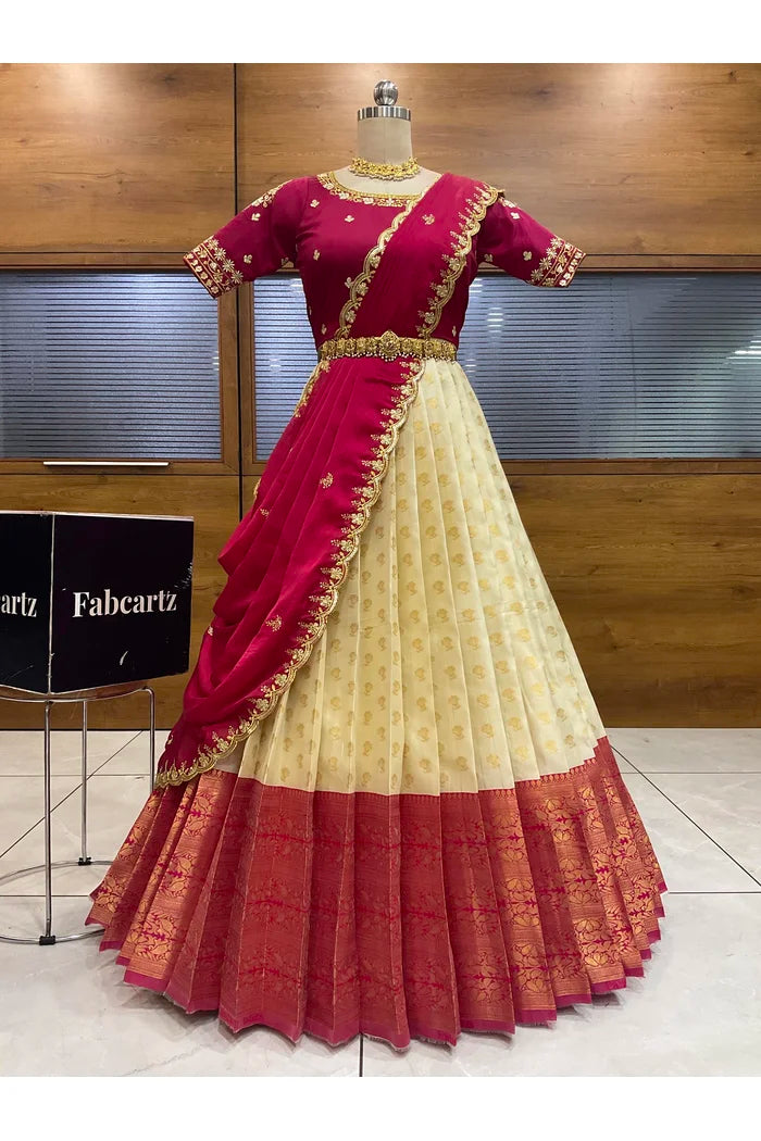 దక్షిణ భారత పండుగ సాంప్రదాయ హాఫ్ చీర (ఛవి) 