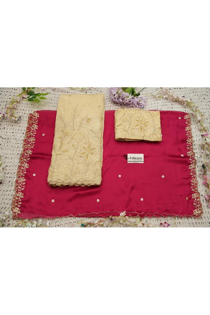 Beautiful South Indian Style Gold Crush Half Saree with Hand Work and Beads Work Blouse and Dupatta for Women | SitaRamam Kv