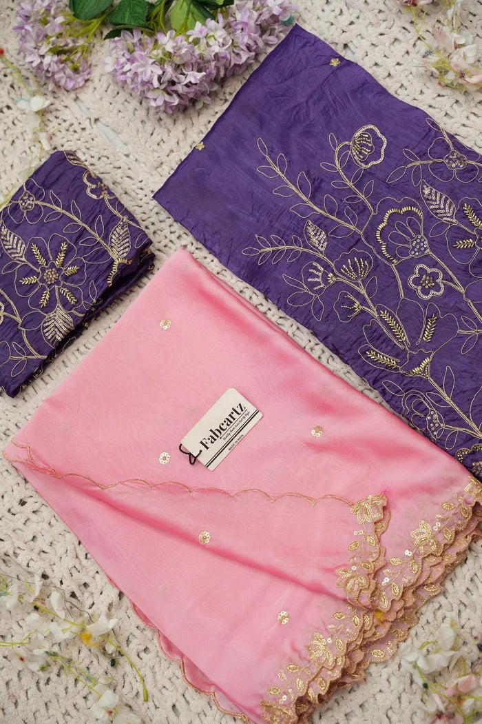 Beautiful South Indian Style Gold Crush Half Saree with Hand Work and Beads Work Blouse and Dupatta for Women | SitaRamam Kv