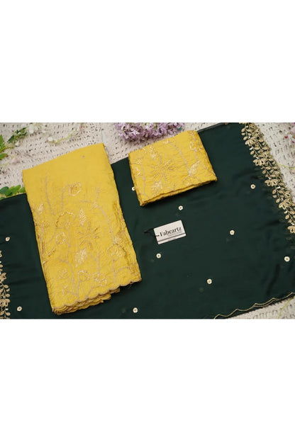 Beautiful South Indian Style Gold Crush Half Saree with Hand Work and Beads Work Blouse and Dupatta for Women | SitaRamam Kv