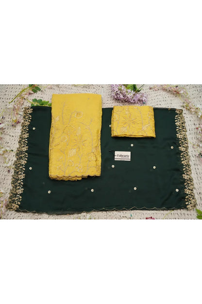 Beautiful South Indian Style Gold Crush Half Saree with Hand Work and Beads Work Blouse and Dupatta for Women | SitaRamam Kv