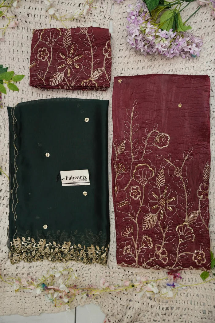 Beautiful South Indian Style Gold Crush Half Saree with Hand Work and Beads Work Blouse and Dupatta for Women | SitaRamam Kv