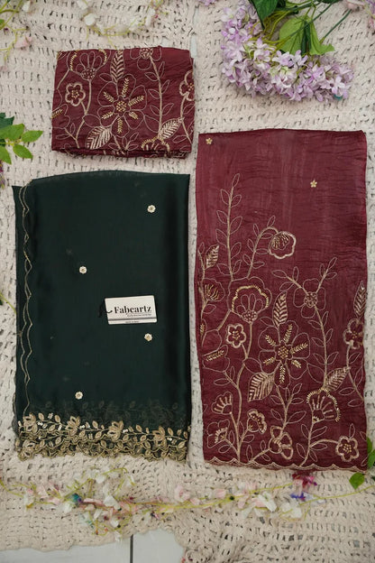 Beautiful South Indian Style Gold Crush Half Saree with Hand Work and Beads Work Blouse and Dupatta for Women | SitaRamam Kv