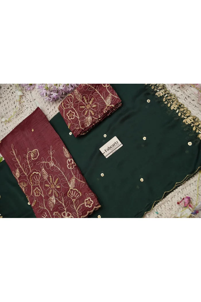 Beautiful South Indian Style Gold Crush Half Saree with Hand Work and Beads Work Blouse and Dupatta for Women | SitaRamam Kv