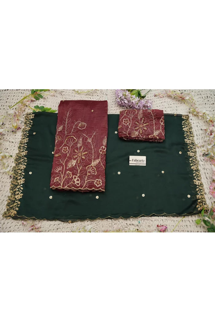 Beautiful South Indian Style Gold Crush Half Saree with Hand Work and Beads Work Blouse and Dupatta for Women | SitaRamam Kv