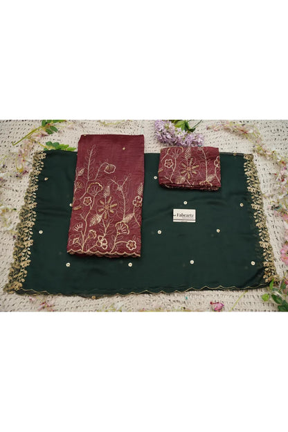 Beautiful South Indian Style Gold Crush Half Saree with Hand Work and Beads Work Blouse and Dupatta for Women | SitaRamam Kv