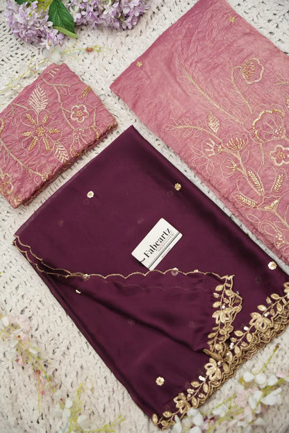 Beautiful South Indian Style Gold Crush Half Saree with Hand Work and Beads Work Blouse and Dupatta for Women | SitaRamam Kv