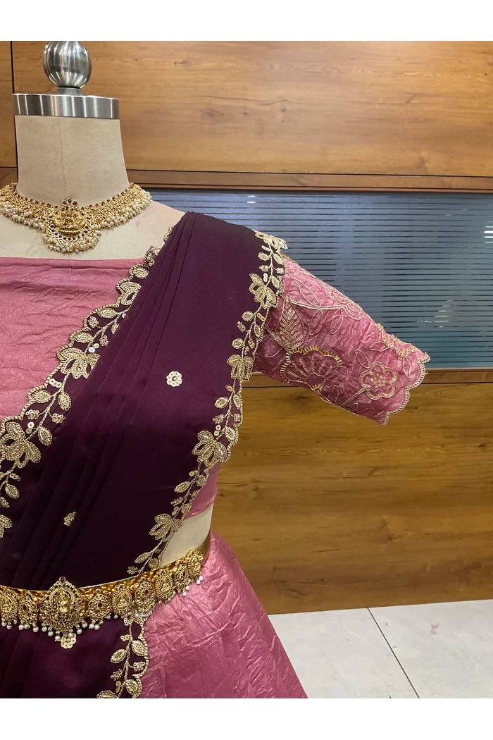 దక్షిణ భారత పండుగ సాంప్రదాయ హాఫ్ చీర (ఛవి) 