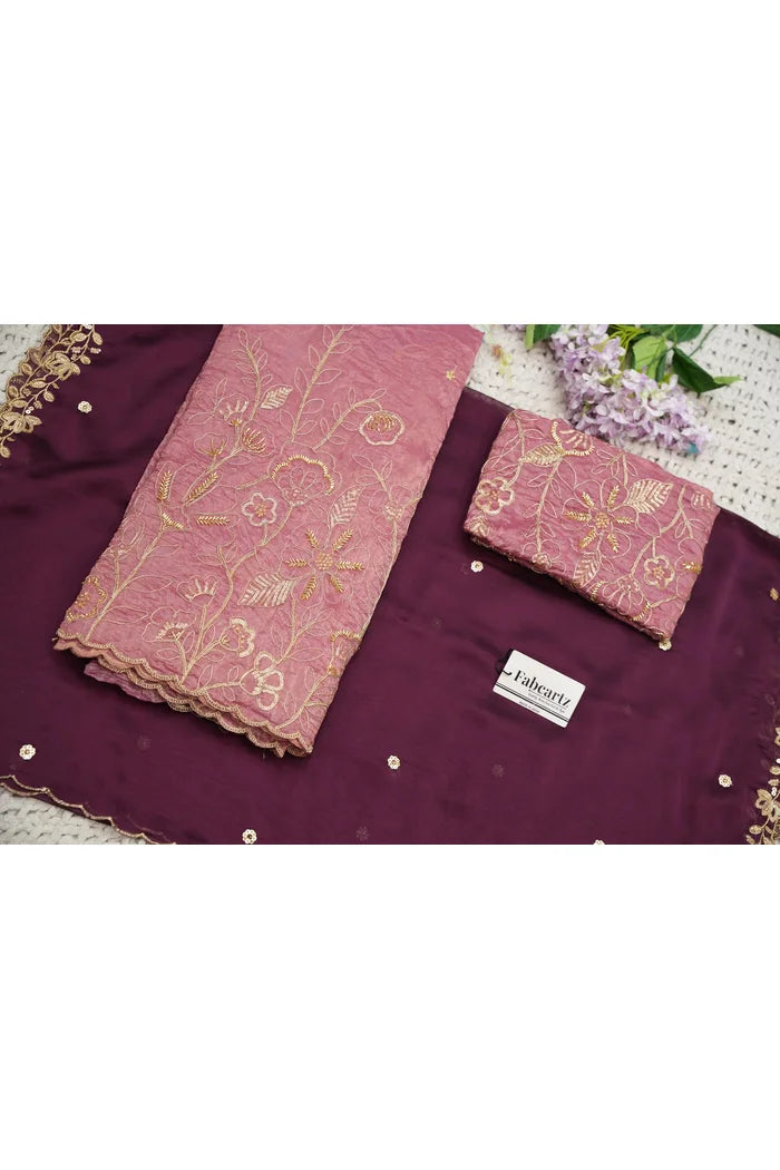 Beautiful South Indian Style Gold Crush Half Saree with Hand Work and Beads Work Blouse and Dupatta for Women | SitaRamam Kv