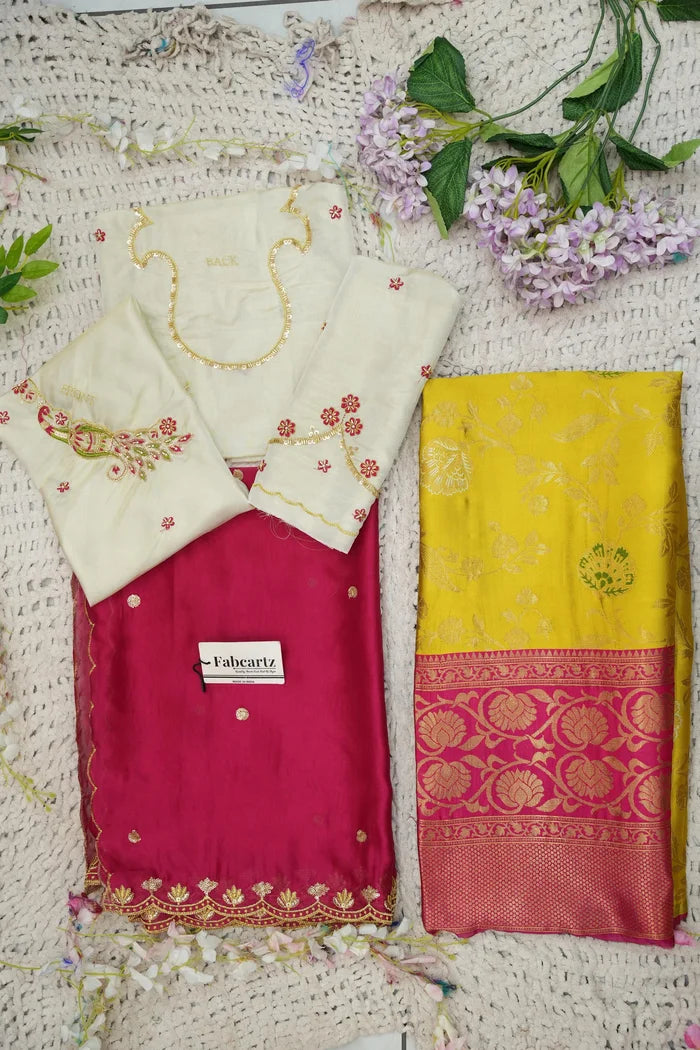 Beautiful South Indian Style Half Saree with Hand Work Blouse and Dupatta for Women | Shobitha