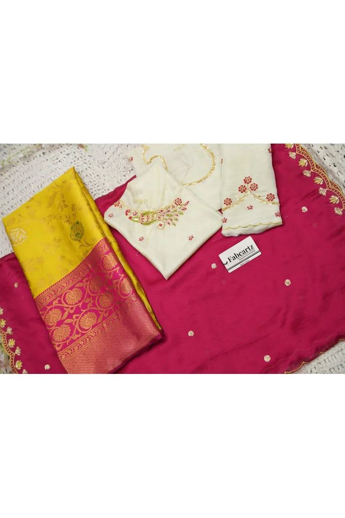 Beautiful South Indian Style Half Saree with Hand Work Blouse and Dupatta for Women | Shobitha