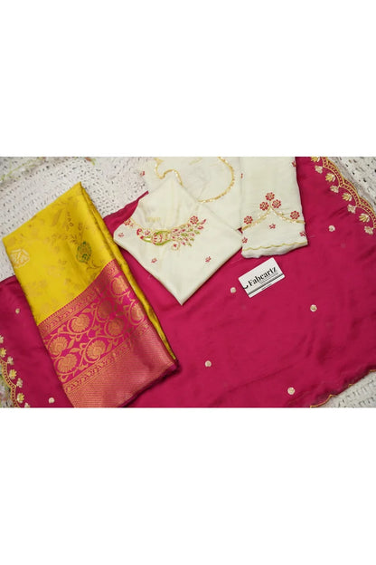 Beautiful South Indian Style Half Saree with Hand Work Blouse and Dupatta for Women | Shobitha