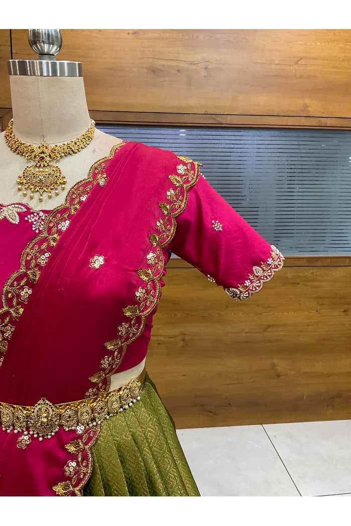 దక్షిణ భారత పండుగ సాంప్రదాయ హాఫ్ చీర (ఛవి) 