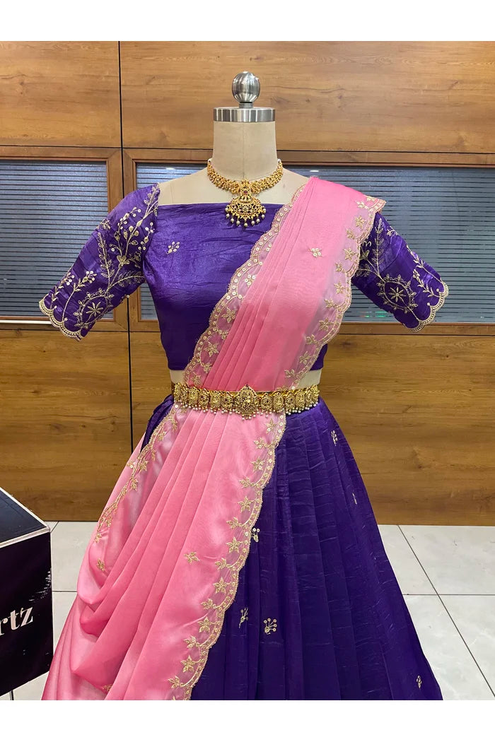 దక్షిణ భారత పండుగ సాంప్రదాయ హాఫ్ చీర (ఛవి) 
