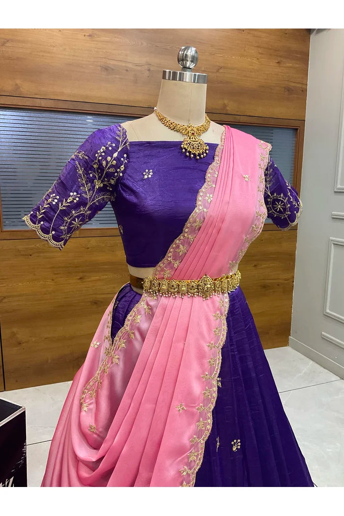 దక్షిణ భారత పండుగ సాంప్రదాయ హాఫ్ చీర (ఛవి) 