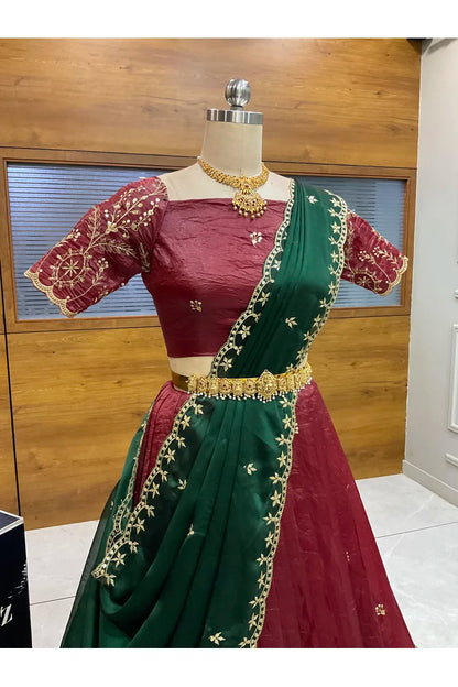 దక్షిణ భారత పండుగ సాంప్రదాయ హాఫ్ చీర (ఛవి) 
