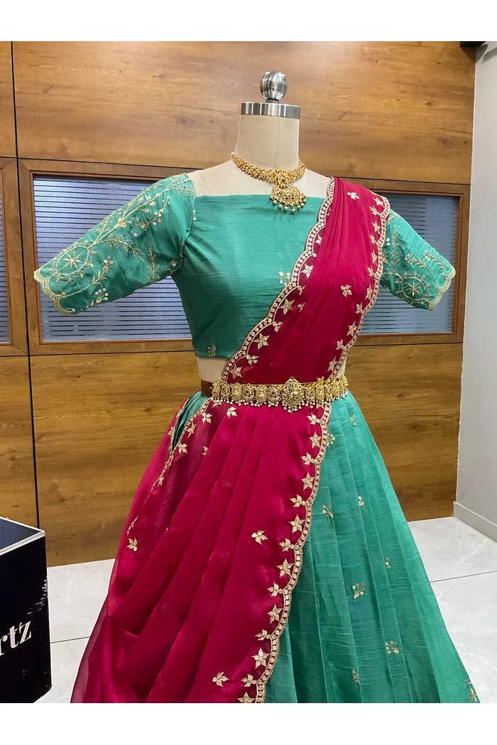 దక్షిణ భారత పండుగ సాంప్రదాయ హాఫ్ చీర (ఛవి) 