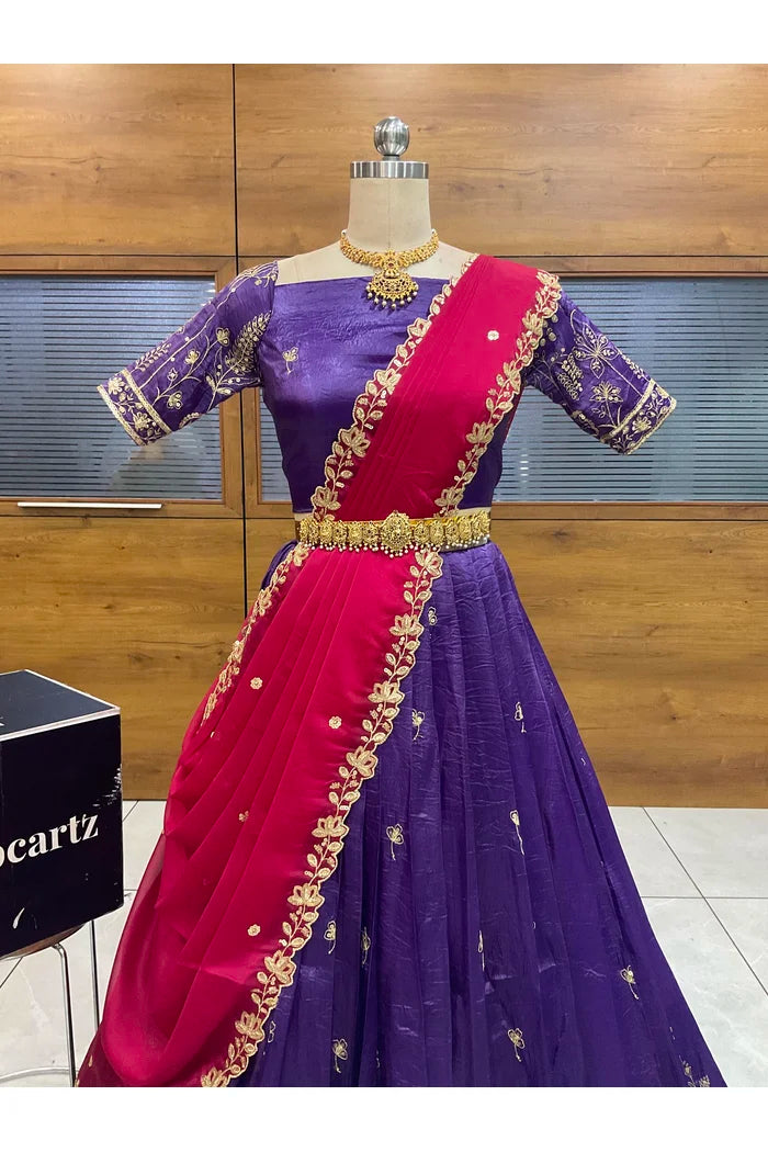 దక్షిణ భారత పండుగ సాంప్రదాయ హాఫ్ చీర (ఛవి) 