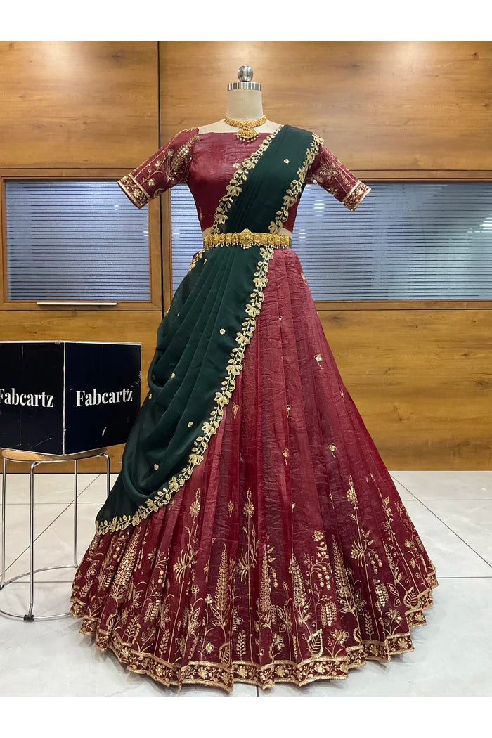 దక్షిణ భారత పండుగ సాంప్రదాయ హాఫ్ చీర (ఛవి) 