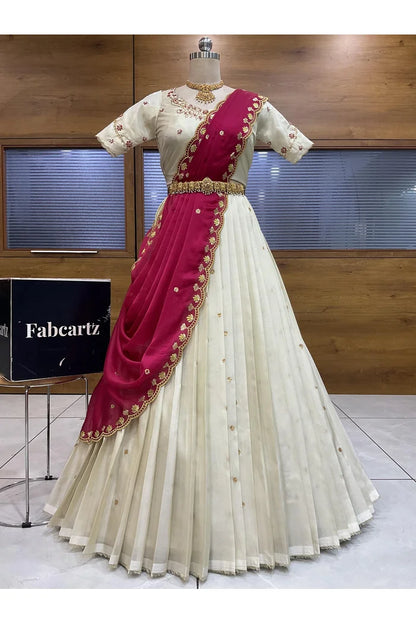 దక్షిణ భారత పండుగ సాంప్రదాయ హాఫ్ చీర (ఛవి) 