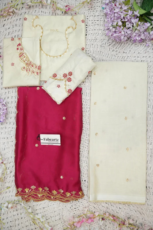 Beautiful South Indian Style Unstitch Shimmer Half Saree with Hand Work Blouse and Rangoli Dupatta for Women | Shivani KV