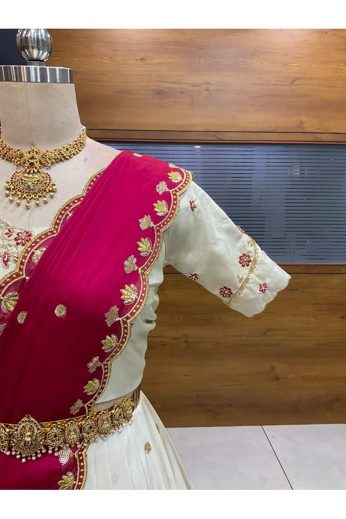 దక్షిణ భారత పండుగ సాంప్రదాయ హాఫ్ చీర (ఛవి) 