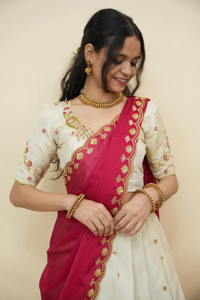దక్షిణ భారత పండుగ సాంప్రదాయ హాఫ్ చీర (ఛవి) 
