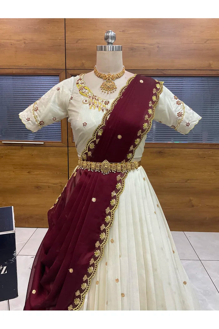 దక్షిణ భారత పండుగ సాంప్రదాయ హాఫ్ చీర (ఛవి) 