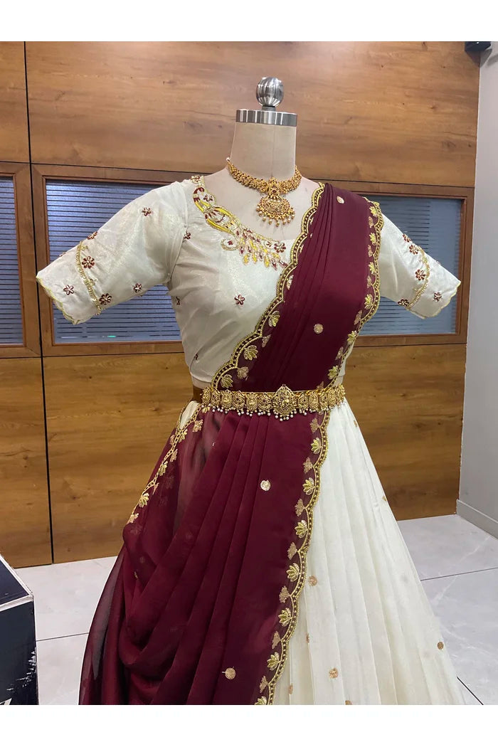 దక్షిణ భారత పండుగ సాంప్రదాయ హాఫ్ చీర (ఛవి) 