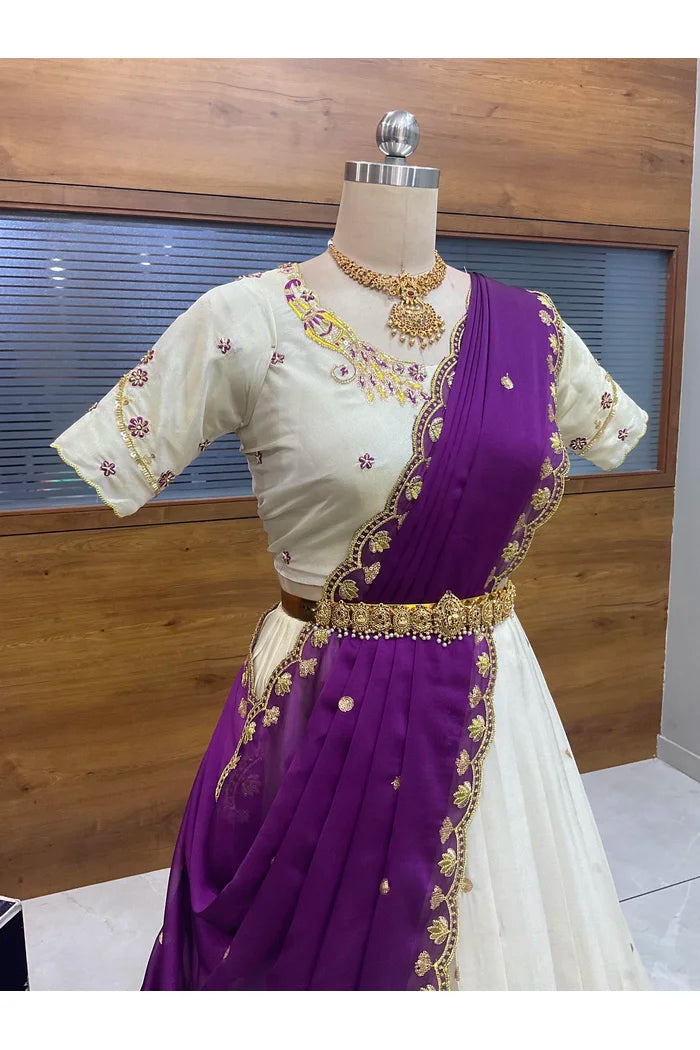 దక్షిణ భారత పండుగ సాంప్రదాయ హాఫ్ చీర (ఛవి) 