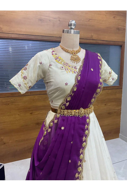 దక్షిణ భారత పండుగ సాంప్రదాయ హాఫ్ చీర (ఛవి) 