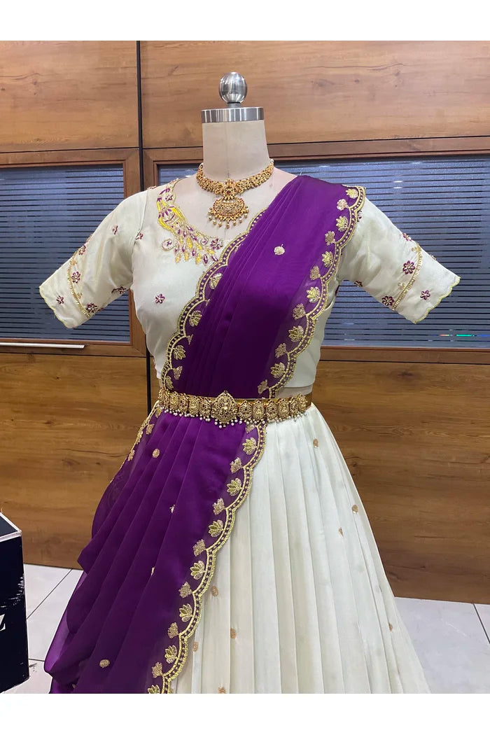 దక్షిణ భారత పండుగ సాంప్రదాయ హాఫ్ చీర (ఛవి) 