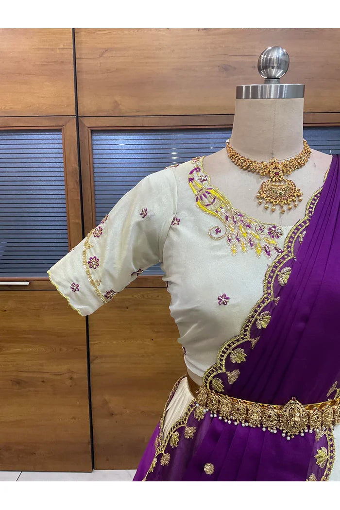 దక్షిణ భారత పండుగ సాంప్రదాయ హాఫ్ చీర (ఛవి) 