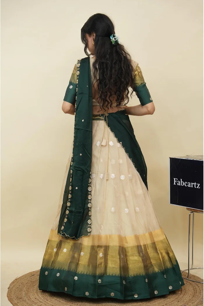 Beautiful South Indian Style Half Saree with Blouse and Dupatta for Women | Dharani (Copy)