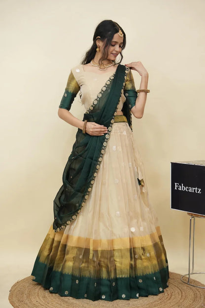 Beautiful South Indian Style Half Saree with Blouse and Dupatta for Women | Dharani (Copy)