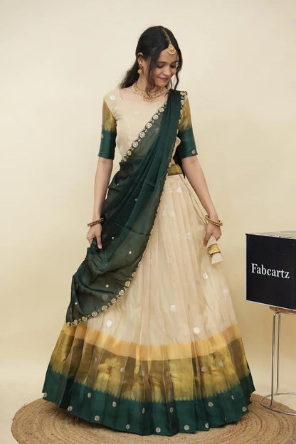 Beautiful South Indian Style Half Saree with Blouse and Dupatta for Women | Dharani (Copy)